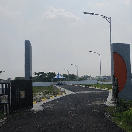 On-site execution with marked plots and road connectivity