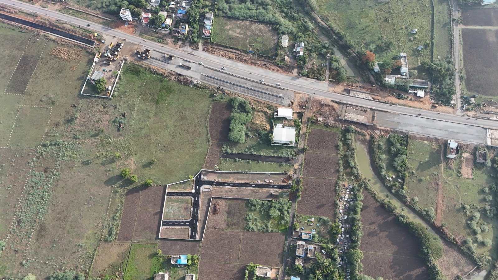 Drone aerial capture displaying project sector progress